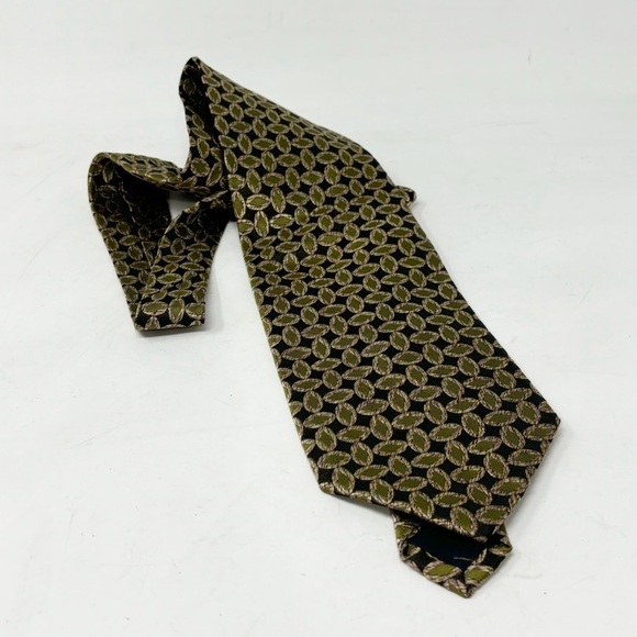 Vintage ALTEA NORDSTROM Men’s Green Concentric Oval Pattern 100% Silk Tie 58” - Picture 1 of 4